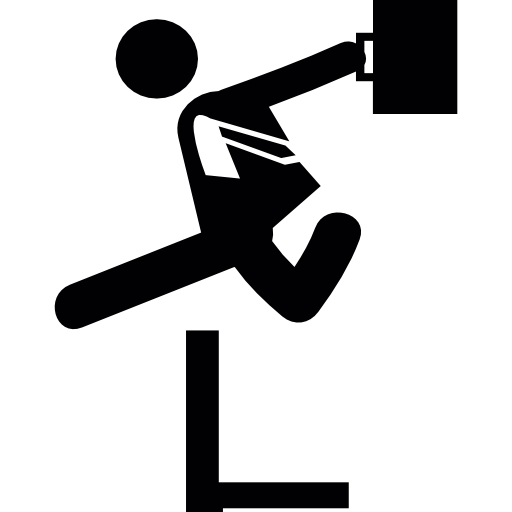 Businessman jumping an obstacle